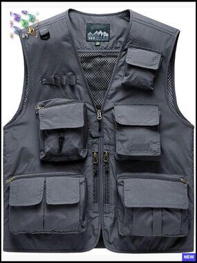Men's Outdoor Utility Vest Multi-Pocket Fishing Safari Tactical Work Travel